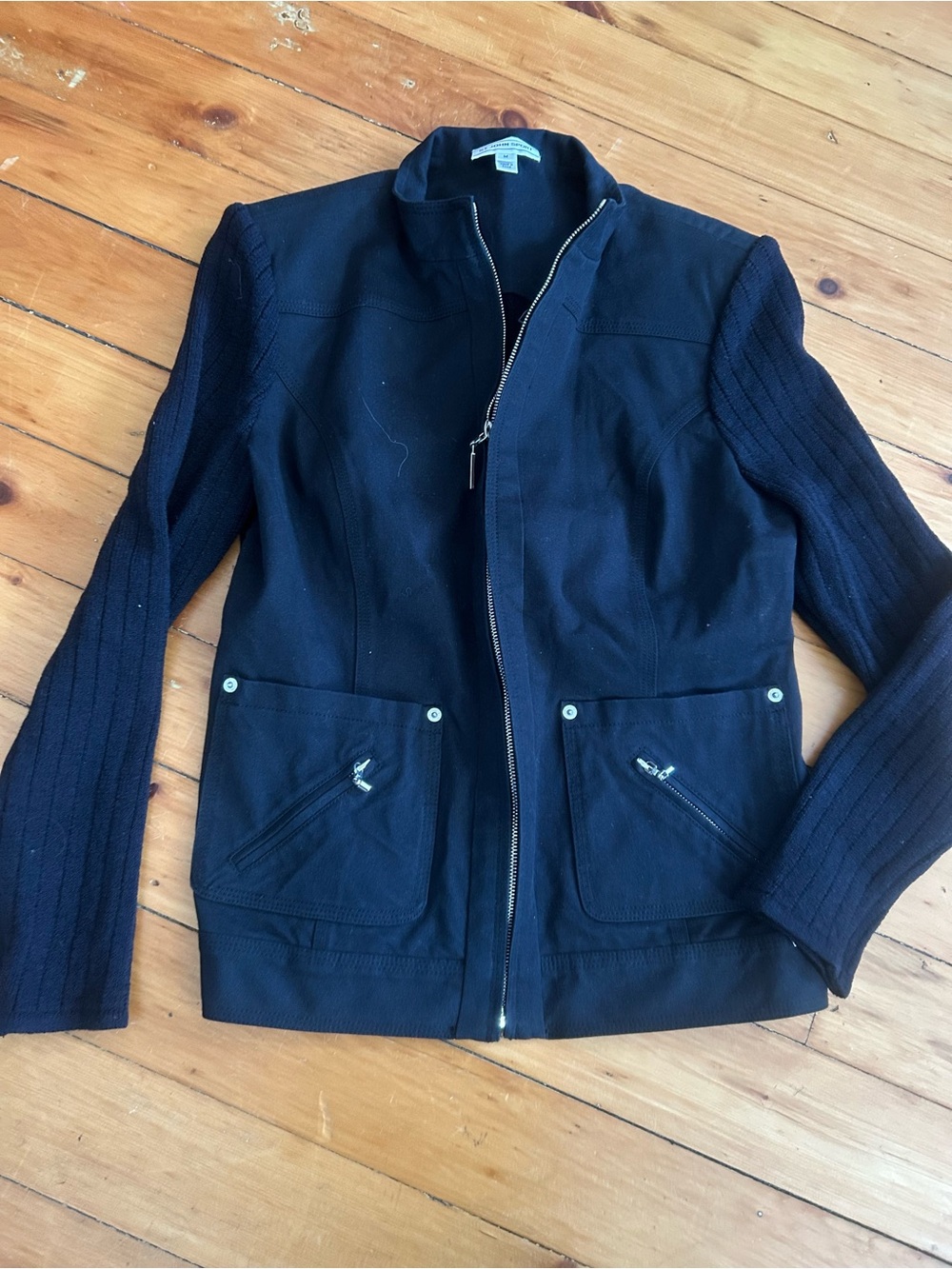 St. John Sport cotton wool knit jacket medium black